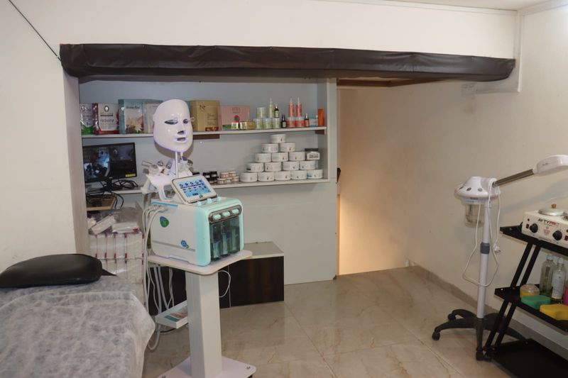 Facial treatment room with skincare machines
